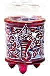 Wholesale Red Soapstone Ganesh Carved Aroma Lamp 4.5"H