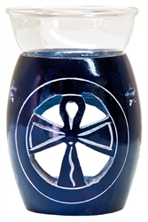 Wholesale Blue Soapstone Ankh Aroma Lamp 5"H