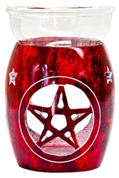 Wholesale Red Soapstone Pentacle Aroma Lamp 5"H