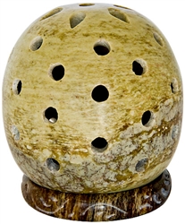 Wholesale Natural Soapstone Globe Candle Burner 3.5"H