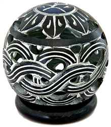 Wholesale Black Soapstone Globe Weave Candle Burner 3"H