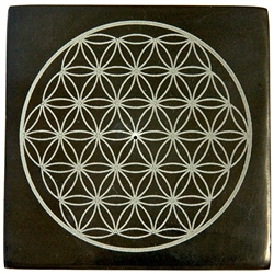 Wholesale Black Soapstone Flower of Life Incense Burner 4"x 4"