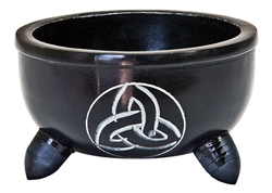 Wholesale Black Soapstone Triquetra Charcoal Burners 4"D, 2.25"H