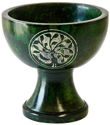 Wholesale Green Soapstone Tree of Life Charcoal Burner 4"D, 4"H