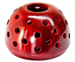 Wholesale Red Soapstone Candle Burners 4"D, 2.5"H