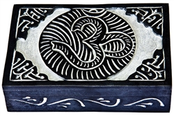 Wholesale Om with Celtic Knot Black Soapstone Box 4"x6"