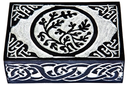 Wholesale Tree of Life with Celtic Knot Black Soapstone Box 4"x6"