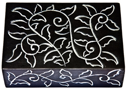 Wholesale Vine Black Soapstone Box 4"x6"