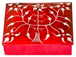Wholesale Floral Red Soapstone Box 3"x4"