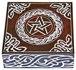 Wholesale Pentacle with Celtic Knot Brown Soapstone Box 5"x5"