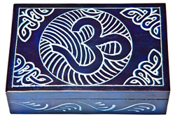 Wholesale Om with Celtic Knot Blue Soapstone Box 4"x6"