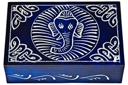 Wholesale Ganesh with Celtic Knot Blue Soapstone Box 4"x6"