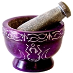 Wholesale Purple Soapstone Earth Goddess Mortar and Pestle 3 1/2" D, 2.5" H'