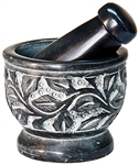 Wholesale Black Soapstone Carved Mortar & Pestle 3"D, 2.5"H