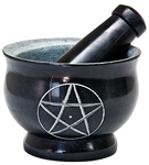 Wholesale Black Soapstone Pentacle Mortar & Pestle 4"D, 3"H