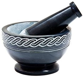 Wholesale Black Soapstone Mortar & Pestle 4"D, 2.5"H