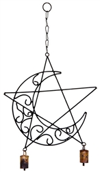 Wholesale Crescent Moon Pentacle Windchime 20"L