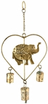 Wholesale Heart & Elephant Wind Chime with Bells 10"W, 20'H