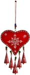 Wholesale Heart Wind Chime with Bells & Beads 7"W, 18"H