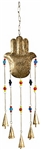 Wholesale Hamsa Hand Wind Chime with Bells & Beads 6"W, 27'H