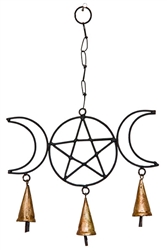 Wholesale Triple Moon Pentacle Windchime 15"H, 10"W