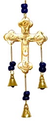 Wholesale Brass Wind Chime With Beads - Cross 9"L