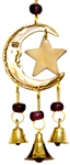 Wholesale Brass Wind Chime With Beads - Moon & Star 9"L