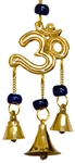 Wholesale Brass Wind Chime With Beads - Om 9"L