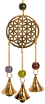Wholesale Brass Wind Chime with Beads - Flower of Life 9"L