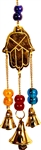 Wholesale Brass Wind Chime with Beads - Hand of Fatima 9"L