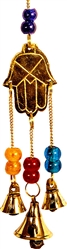 Wholesale Brass Wind Chime with Beads - Hand of Fatima 9"L