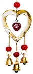 Wholesale Brass Wind Chime with Beads - Heart 9"L