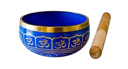 Wholesale Om Brass Tibetan Singing Bowl - Blue 4"D