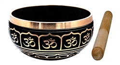 Wholesale Om Brass Tibetan Singing Bowl - Black  5"D