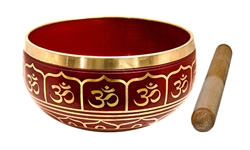 Wholesale Om Brass Tibetan Singing Bowl - Red  5"D