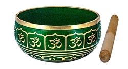 Wholesale Om Brass Tibetan Singing Bowl - Green 5"D