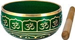 Wholesale Om Brass Tibetan Singing Bowl - Green 6"D