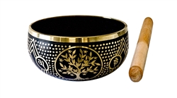 Wholesale Tree of Life Brass Tibetan Singing Bowl - Black  4"D