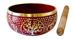 Wholesale Tree of Life Brass Tibetan Singing Bowl - Red  5"D