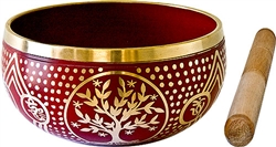 Wholesale Tree of Life Brass Tibetan Singing Bowl - Red 6"D