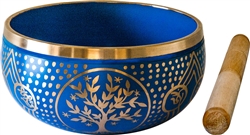 Wholesale Brass Singing Bowl Tree of Life - Blue 6"D