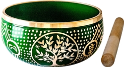 Wholesale Brass Singing Bowl Tree of Life - Green 6"D