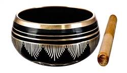 Wholesale Flower of Life Brass Tibetan Singing Bowl - Black  5"D