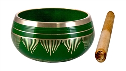 Wholesale Flower of Life Brass Tibetan Singing Bowl - Green 5"D