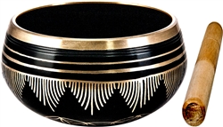 Wholesale Flower of Life Brass Tibetan Singing Bowl - Black 6"D