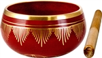 Wholesale Flower of Life Brass Tibetan Singing Bowl - Red 6"D