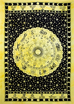 Wholesale Astrological Tapestry 74"x 102" (Yellow)
