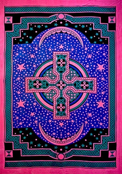 Wholesale Celtic Cross Tapestry 75"x 105" (Turquoise)