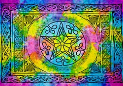 Wholesale Celtic Pentacle Tapestry 69"x108" (Tiedye)