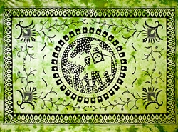 Wholesale Elephant Mandala Tapestry 69'x108' (Green)
